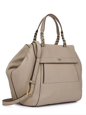 Tory Burch Half Moon Satchel French Gray NWT